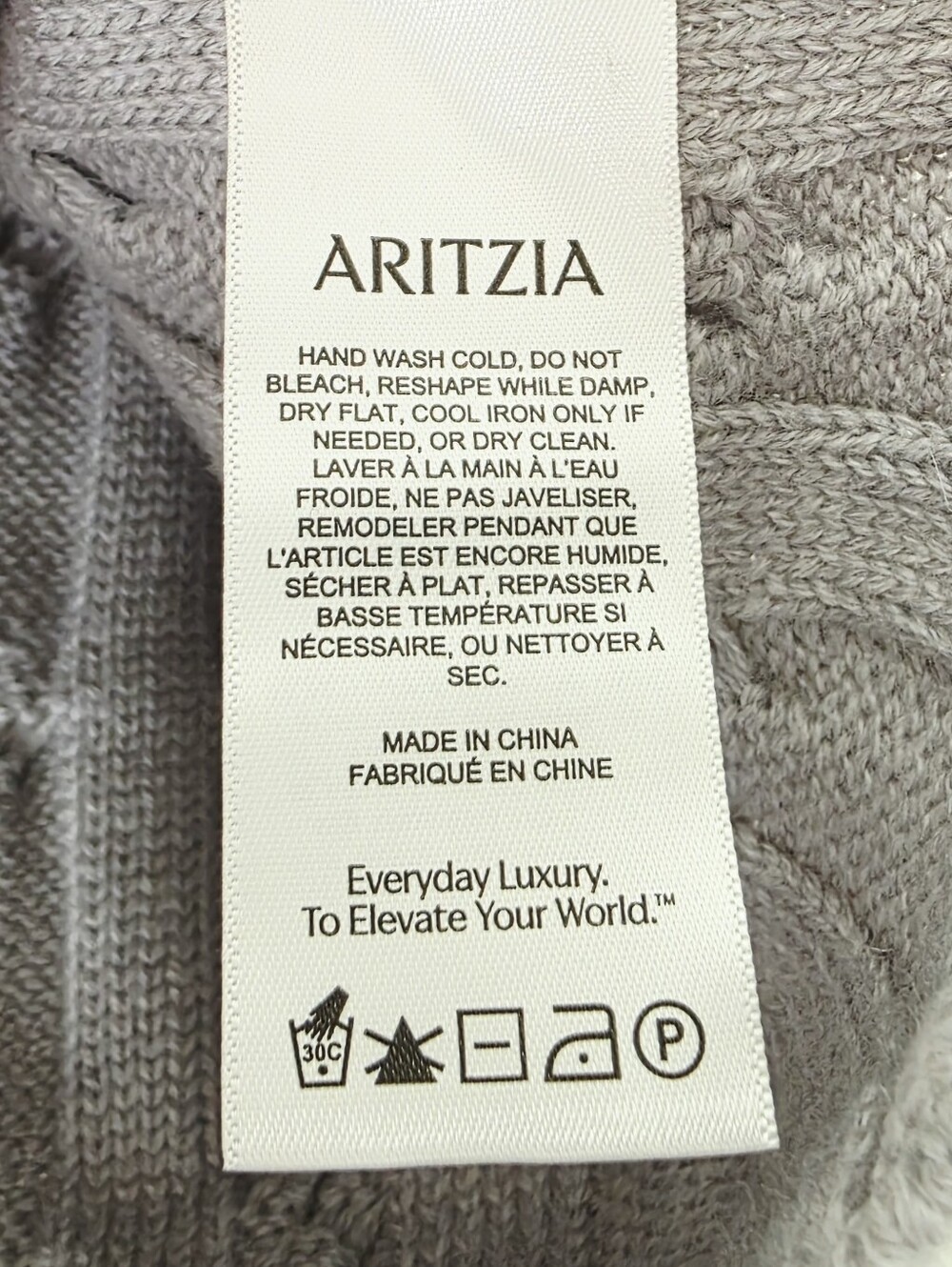 Babaton Aritzia 100% Wool Cable Knit Cropped Grey Sweater Women's Size S - Picture 6 of 8